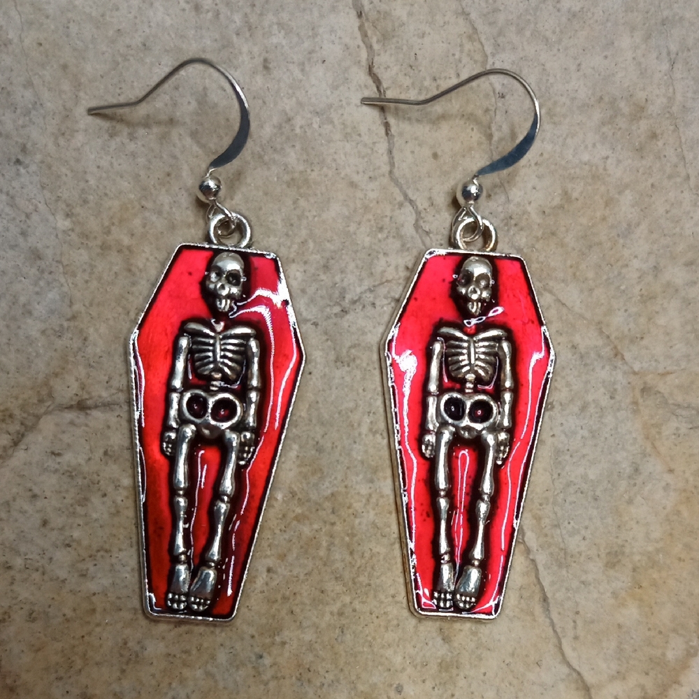 Skeleton Coffin Earrings For Halloween